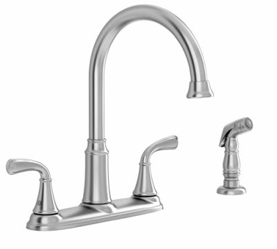 AS AMERICA INC, American Standard Tinley Two Handle Stainless Steel Kitchen Faucet Side Sprayer Included