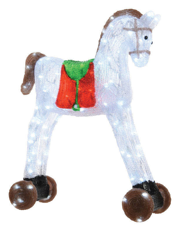 ACE TRADING - ILLUMAX 5, Celebrations  Large Toy Horse  LED Christmas Decoration  White  Acrylic  1 pk