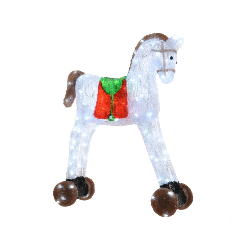 ACE TRADING - ILLUMAX 5, Celebrations  Large Toy Horse  LED Christmas Decoration  White  Acrylic  1 pk