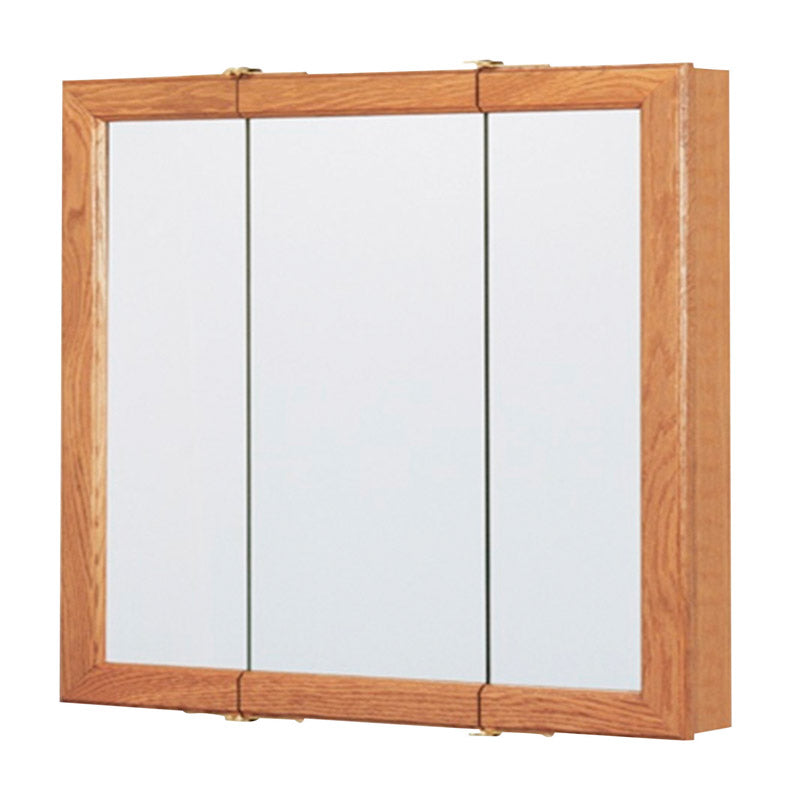 RSI HOME PRODUCTS, Continental Cabinets  24 in. H x 24 in. W x 4.44 inch in. D Square  Oak  Tri-View Medicine Cabinet