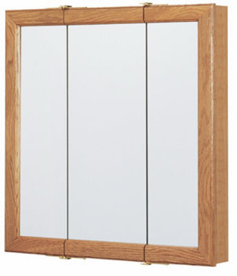 RSI HOME PRODUCTS, Continental Cabinets  24 in. H x 24 in. W x 4.44 inch in. D Square  Oak  Tri-View Medicine Cabinet