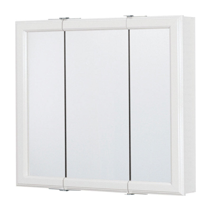 RSI HOME PRODUCTS, Continental Cabinets  24 in. H x 24 in. W x 4.44 inch in. D Square  Satin  Tri-View Medicine Cabinet