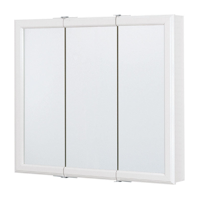 RSI HOME PRODUCTS, Continental Cabinets  28.625 in. H x 30 in. W x 4.44 inch in. D Square  Tri-View Medicine Cabinet  Satin