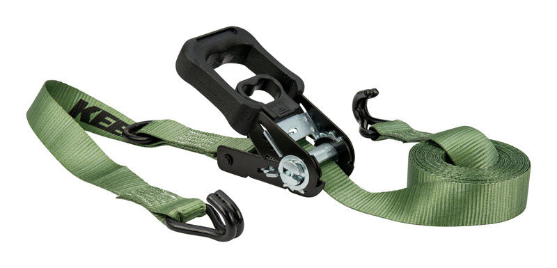 HAMPTON PRODUCTS INTERNATIONAL CORP, Keeper 1.25 in. W X 12 ft. L Green Ratchet Tie Down Strap 1000 lb 1 pk