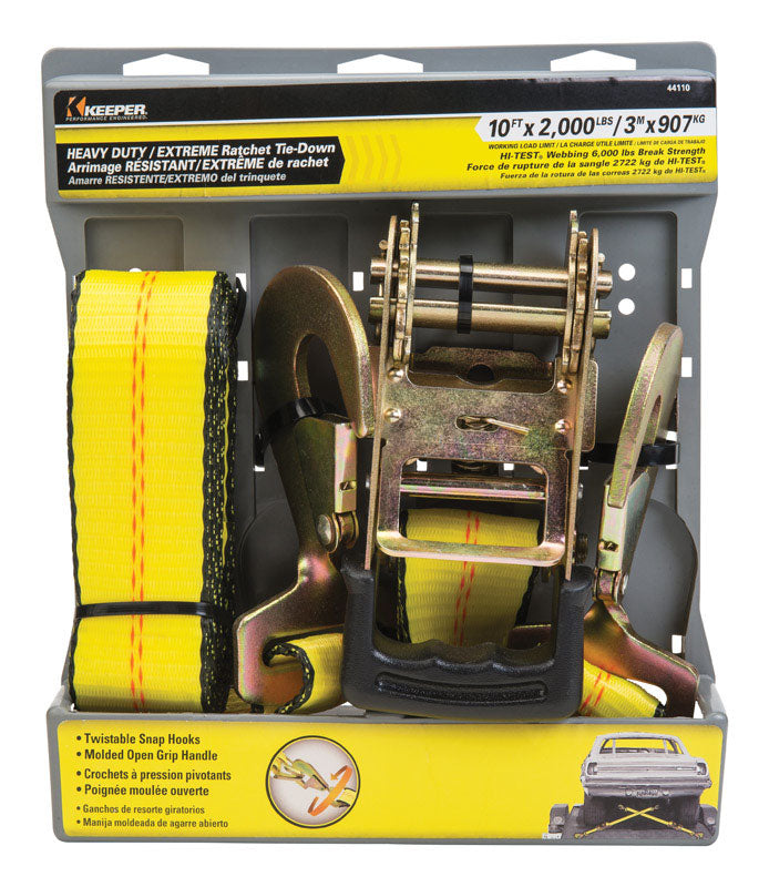 HAMPTON PRODUCTS INTERNATIONAL CORP, Keeper 2 in. W X 10 ft. L Yellow Tie Down Strap 2000 lb 1 pk