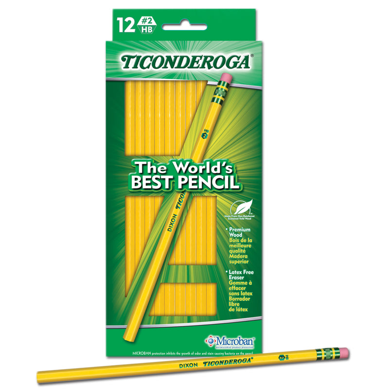 DIXON TICONDEROGA COMPANY, Ticonderoga #2HB Wood Pencil 12 pk Pink/Yellow