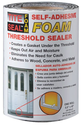 COFAIR PRODUCTS, Tite Seal  5-1/2 in. W x 3 ft. L Foam  Self-Adhesive Foam Threshold Sealer  Clear