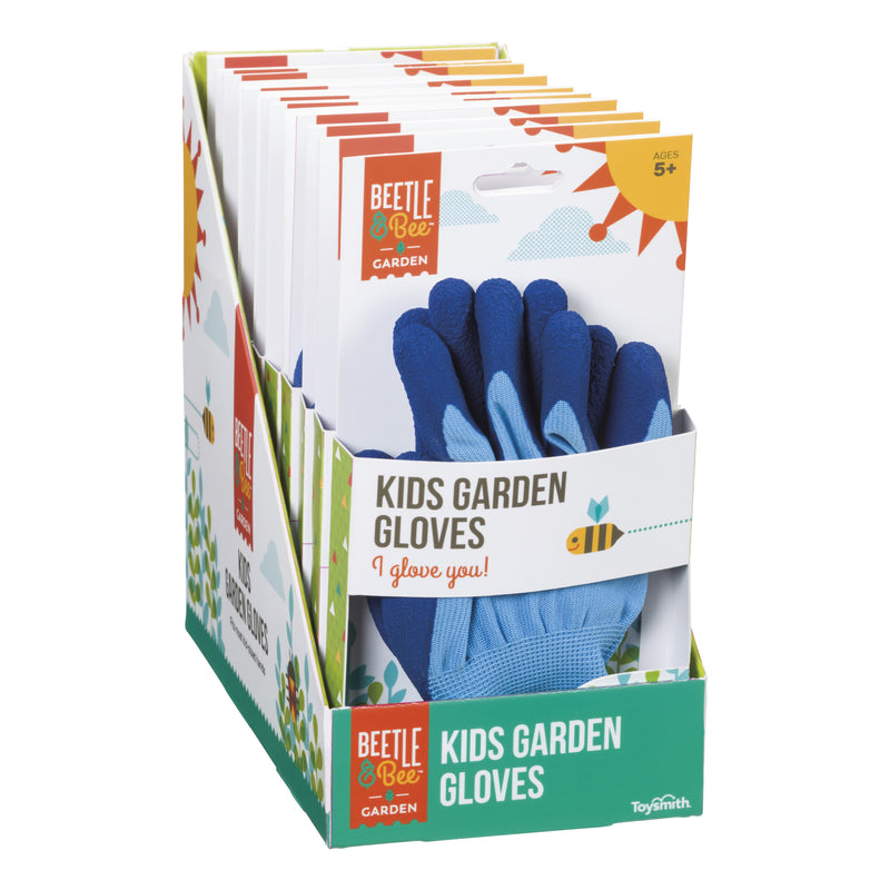 TOY INVESTMENTS INC, Toysmith Beetle & Bee Unisex Indoor/Outdoor Gardening Gloves Blue Youth 1 pair