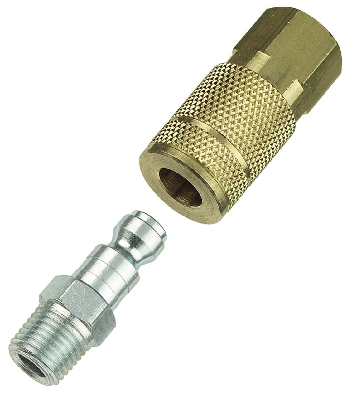 HIGHLINE WARREN LLC, Tru-Flate Brass/Steel Air Coupler and Plug Set 1/4 in. T-Style X 1/4 in. FPT 2 pc