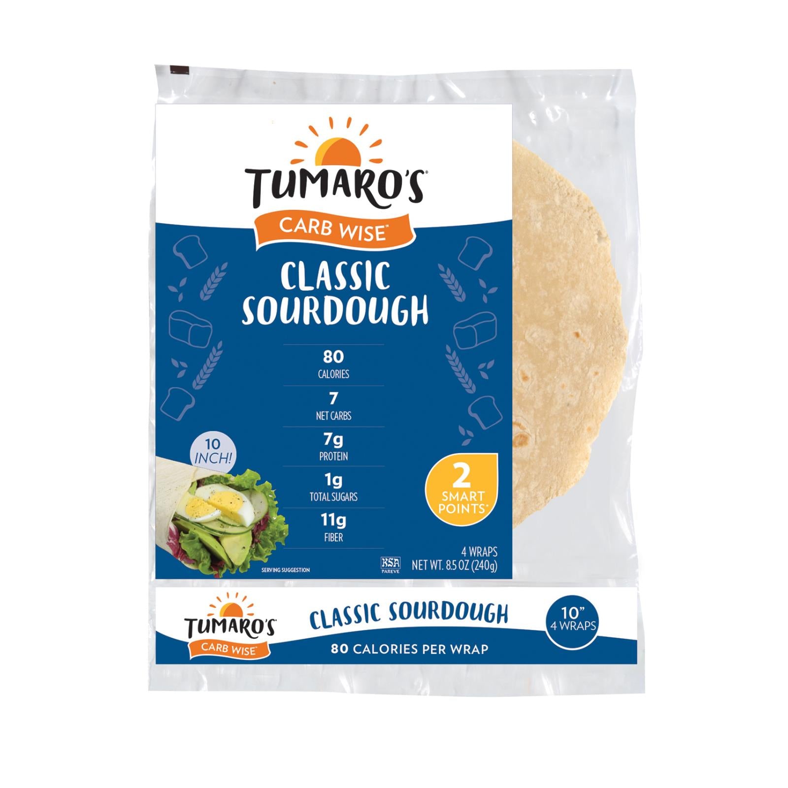 Tumaro'S, Tumaro'S 10-inch Classic Sourdough Carb Wise Wraps - Case of 6 - 4 CT (Pack of 6)