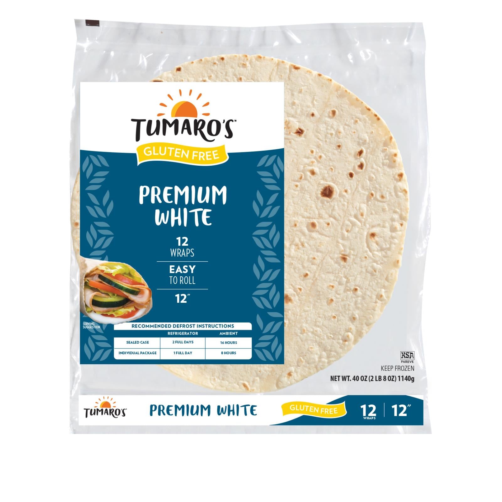 Tumaro'S, Tumaro'S 12-inch Gluten Free Premium White Wraps - Case of 6 - 12 CT (Pack of 6)