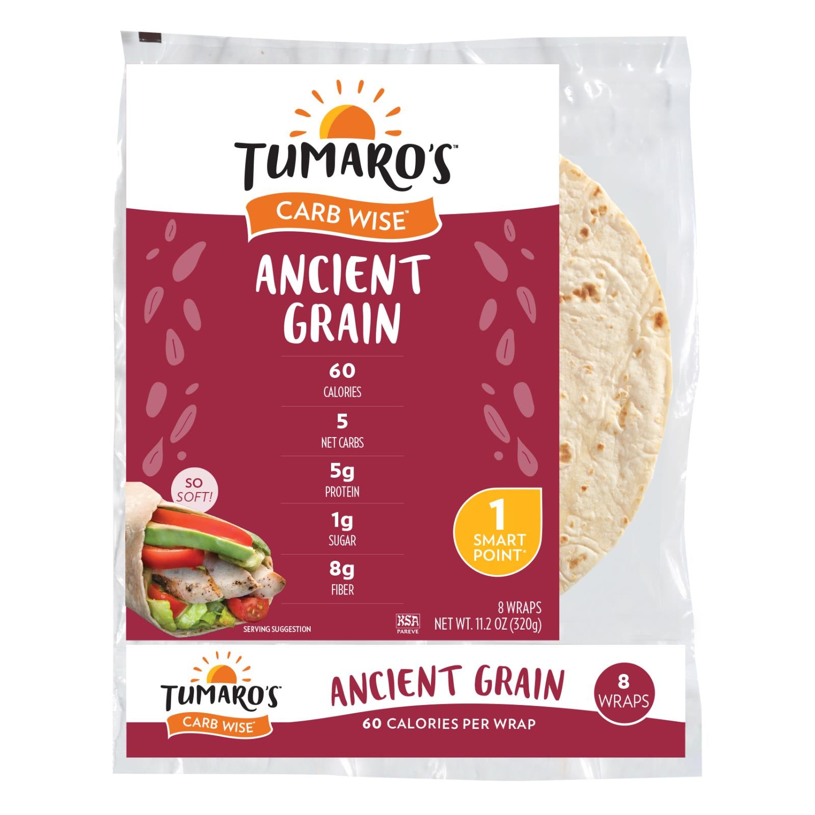 Tumaro'S, Tumaro'S 8-inch Ancient Grain Carb Wise Wraps - Case of 6 - 8 CT (Pack of 6)