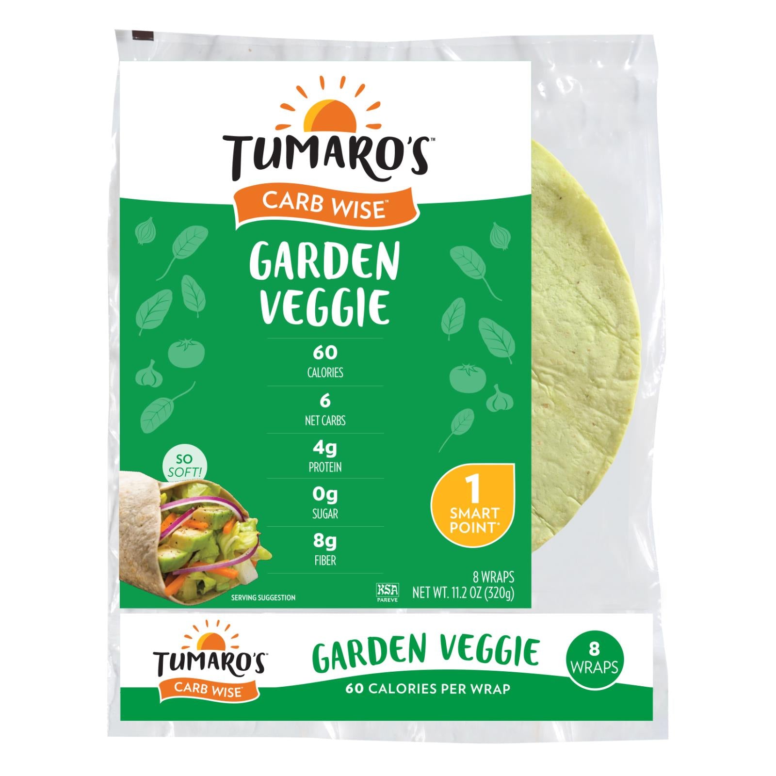 Tumaro'S, Tumaro'S 8-inch Garden Veggie Carb Wise Wraps - Case of 6 - 8 CT (Pack of 6)