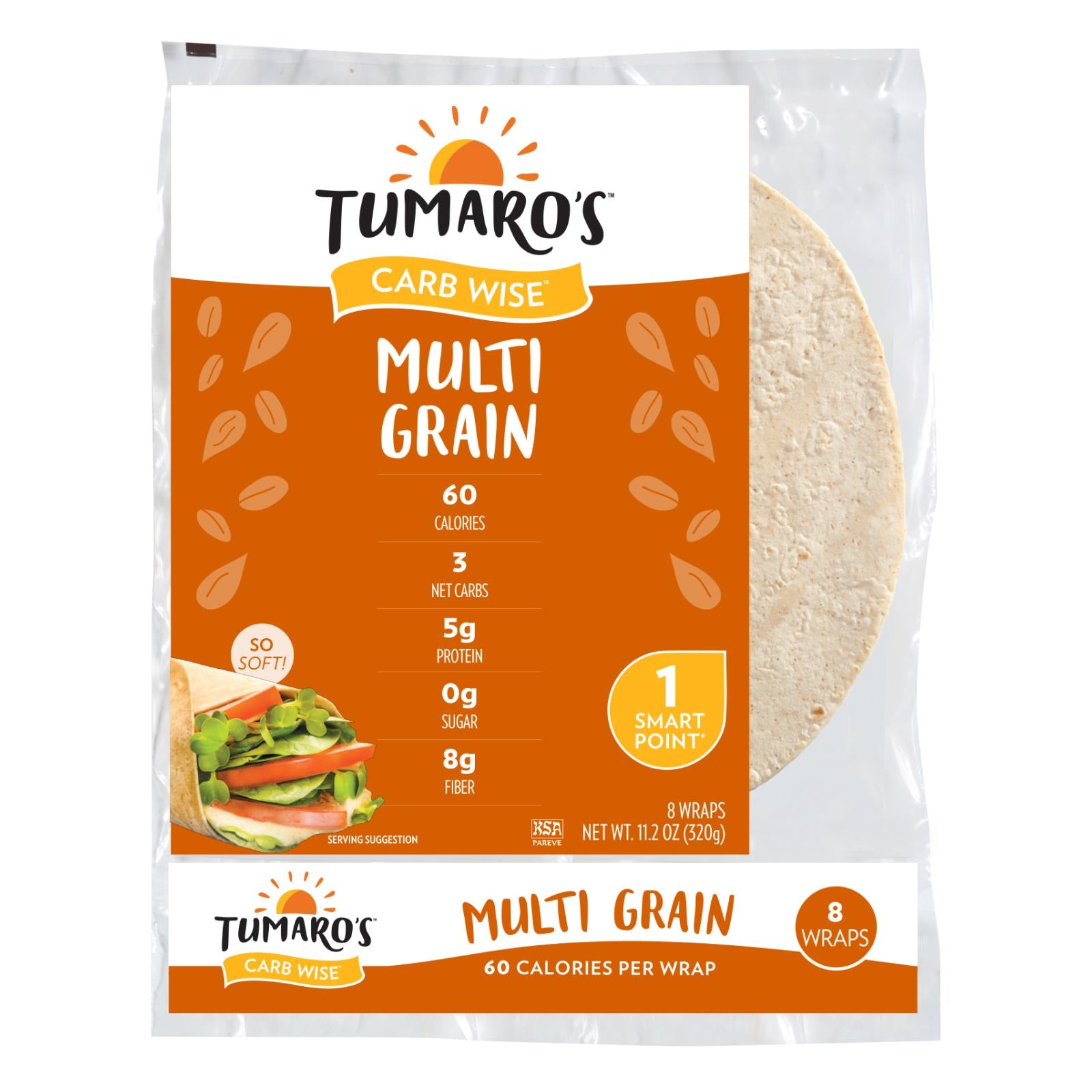 Tumaro'S, Tumaro'S 8-inch Multi Grain Carb Wise Wraps - Case of 6 - 8 CT (Pack of 6)