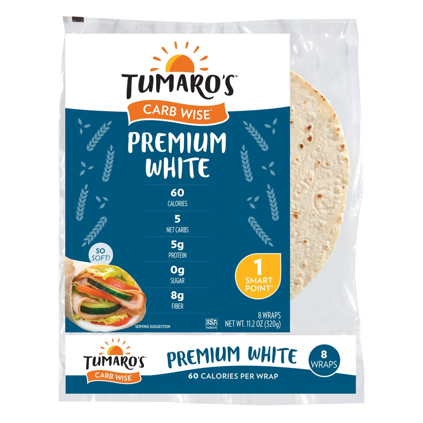 Tumaro'S, Tumaro'S 8-inch Premium White Carb Wise Wraps - Case of 6 - 8 CT (Pack of 6)