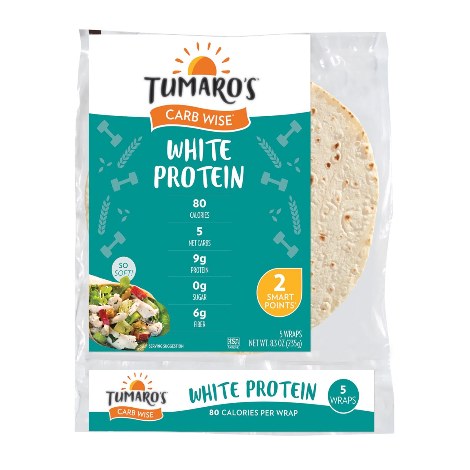 Tumaro'S, Tumaro'S 8-inch White Protein Carb Wise Wraps - Case of 6 - 5 CT (Pack of 6)