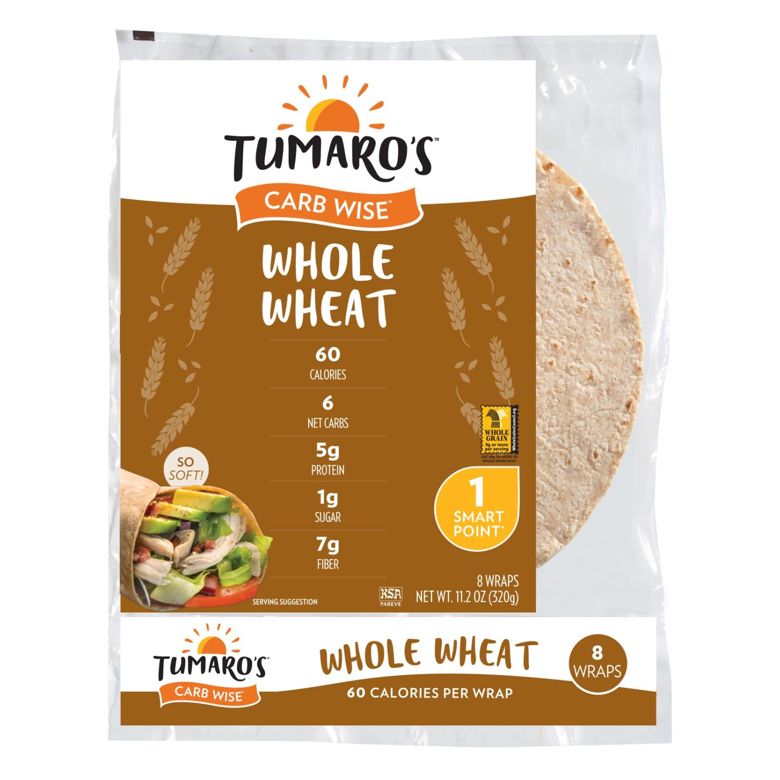 Tumaro'S, Tumaro'S 8-inch Whole Wheat Carb Wise Wraps - Case of 6 - 8 CT (Pack of 6)